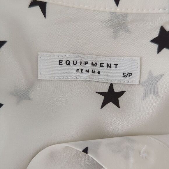 EQUIPMENT Slim Signature Star Silk Shirt White Top Small - Picture 8 of 15